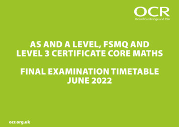 OCR June 2022 Final Examination Timetable - AS And A Level, FSMQ And .