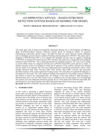 Issn: 1992-8645 An Improved Captcha - Based Intrusion Detection System .
