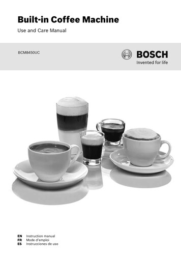 Built-in Coffee Machine Use And Care Manual Built-in . - Bosch Home
