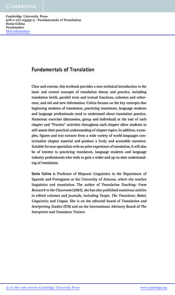 Fundamentals Of Translation - Cambridge University Press