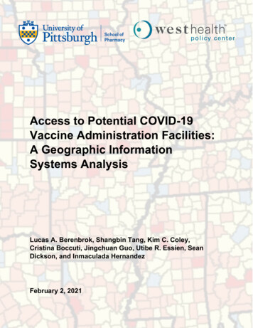 Access To Potential COVID-19 Vaccine Administration Facilities: A .