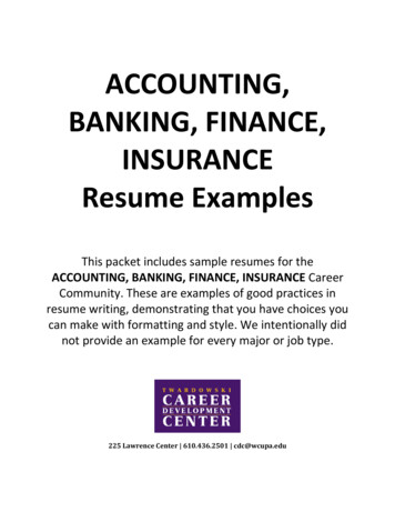 ACCOUNTING, BANKING, FINANCE, INSURANCE Resume Examples