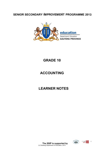 GRADE 10 ACCOUNTING LEARNER NOTES - Mail & Guardian