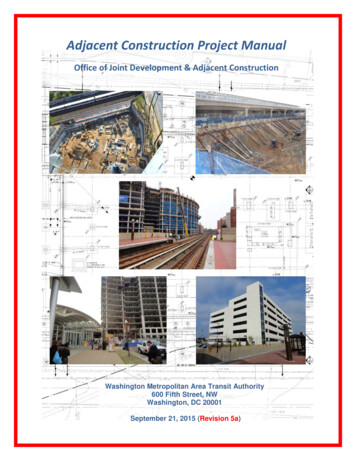 Adjacent Construction Project Manual - WMATA