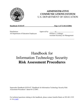 Handbook For Information Technology Security Risk Assessment . - Ed