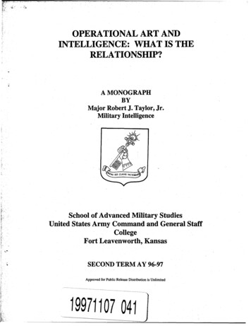 A MONOGRAPH BY Major Robert J. Taylor, Jr. Military Intelligence