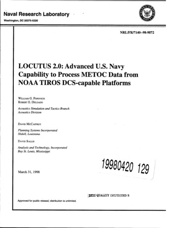 LOCUTUS 2.0: Advanced U.S. Navy Capability To Process METOC Data . - DTIC