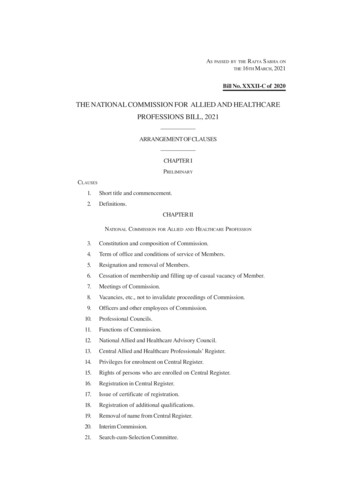 The National Commission For Allied And Healthcare Professions Bill, 2021