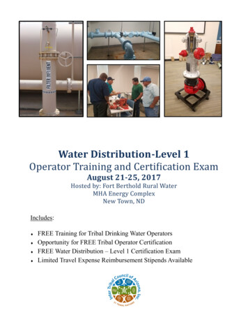 Water Distribution Level 1 Operator Training And Certification Exam