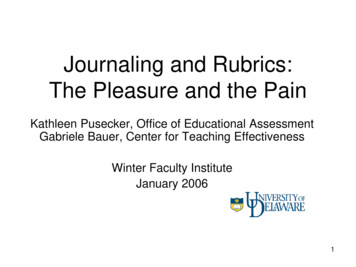 Journaling And Rubrics, The Pleasure And The Pain