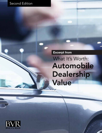 Excerpt From What It's Worth: Automobile Dealership Value