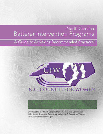 North Carolina Batterer Intervention Programs - NC
