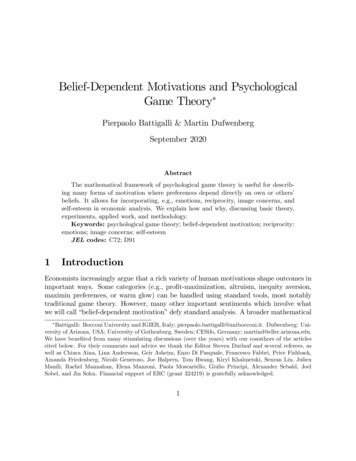 Belief-Dependent Motivations And Psychological Game Theory
