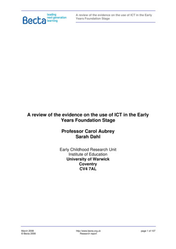 A Review Of The Evidence On The Use Of ICT In The Early Years .