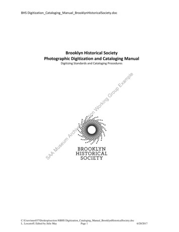 BHS Digitization Cataloging Manual BrooklynHistoricalSociety