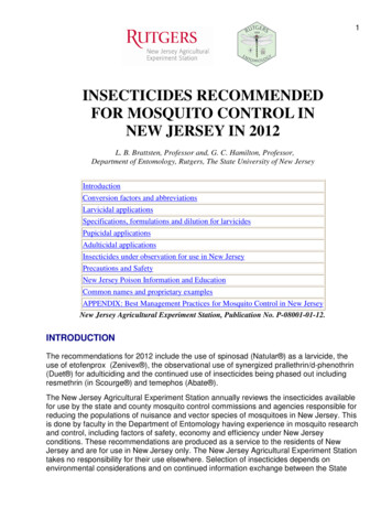 Insecticides Recommended For Mosquito Control In New Jersey In 2012