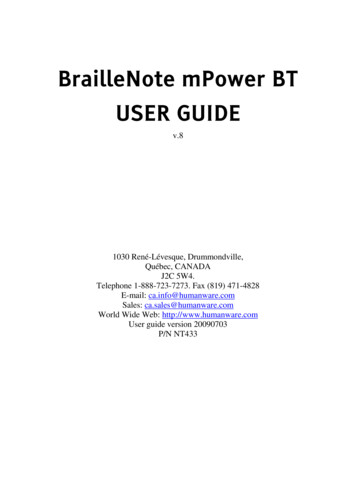 BrailleNote BT MPower User Guide - Edvisionservices 