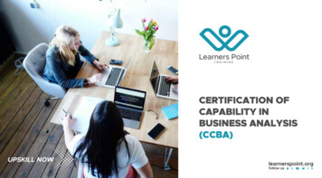 Certification Of Capability In Business Analysis (Ccba)