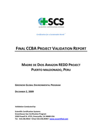 FINAL CCBA PROJECT VALIDATION EPORT - REDD-Monitor