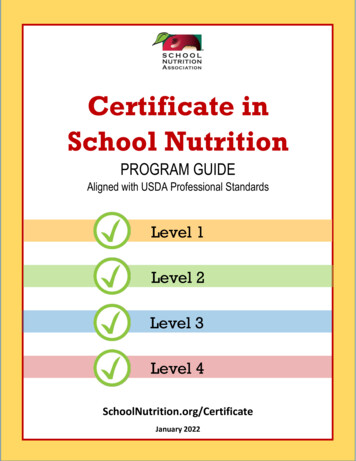 Certificate In School Nutrition