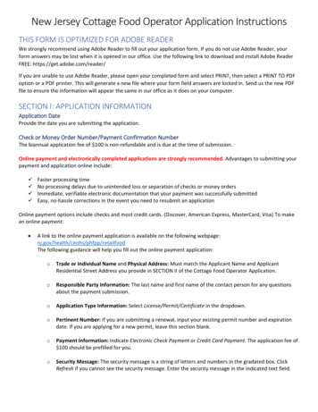 New Jersey Cottage Food Operator Application Instructions