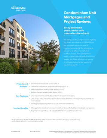 Condominium Unit Mortgages And Project Reviews - Freddie Mac