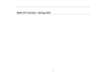 Math 231 Calculus - Spring 2018 - Linda Green