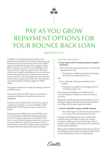 PAY AS YOU GROW REPAYMENT OPTIONS FOR YOUR BOUNCE BACK LOAN - Coutts