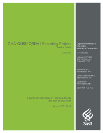 OHA-OHSU QRDA I Reporting Project - Oregon.gov