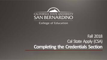 Completing The Credentials Section - California State University, San .