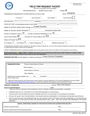 REGION USE ONLY FIELD TRIP REQUEST PACKET - Mater Lakes
