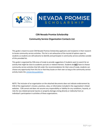 CSN Nevada Promise Community Organization Contacts List