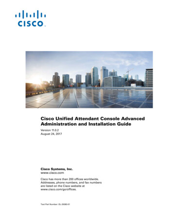 Cisco Unified Attendant Console Advanced Administration And .