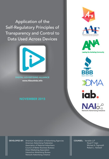 Application Of The Self-Regulatory Principles Of Transparency And .