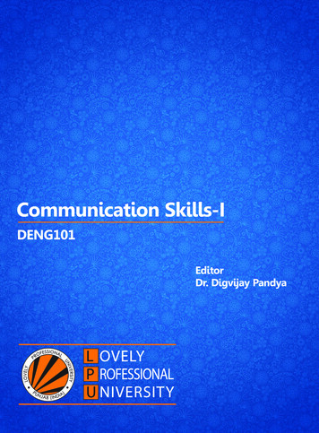 Communication Skills-I - LPU Distance Education (LPUDE)