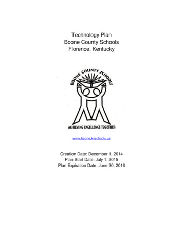 Technology Plan Boone County Schools Florence, Kentucky