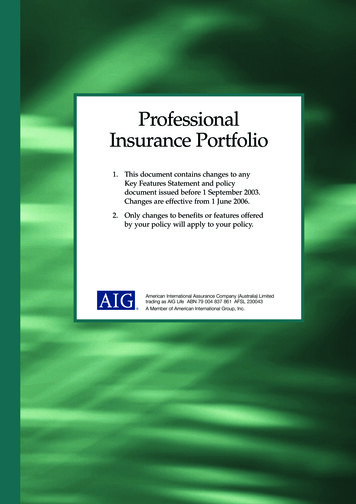 Professional Insurance Portfolio - AIA Insurance Life Insurance