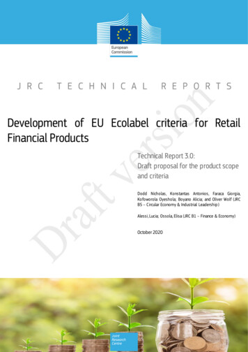 Development Of EU Ecolabel Criteria For Retail Financial Products
