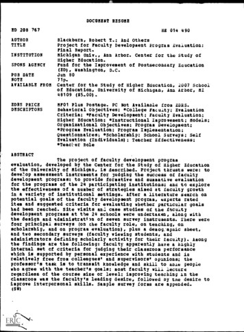 DOCUMENT RESUME Blackburn, Robert T.; And Others Project For Faculty .