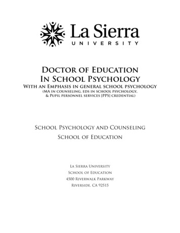 Doctor Of Education In School Psychology - La Sierra University
