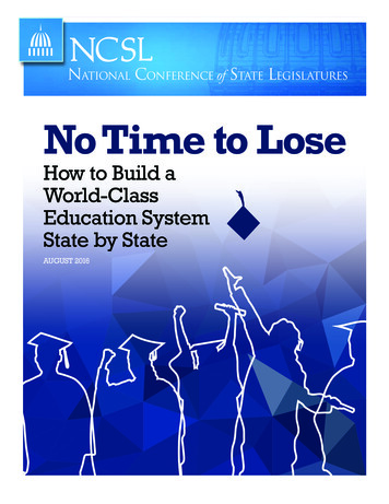 NATIONAL CONFERENCE Of S LEGISLATURES No Time To Lose