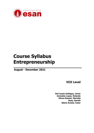 Course Syllabus Entrepreneurship