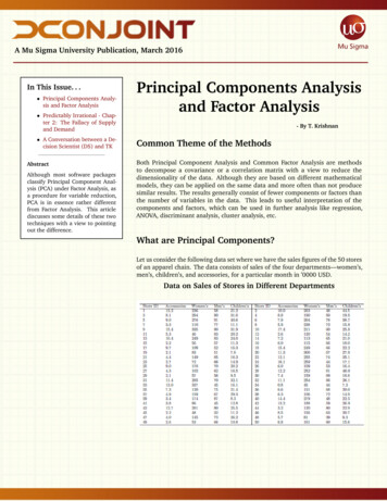 In This Issue Principal Components Analysis And Factor Analysis