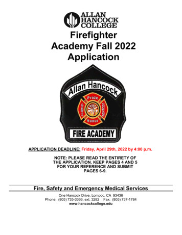 Firefighter Academy Fall 2022 Application - Allan Hancock College
