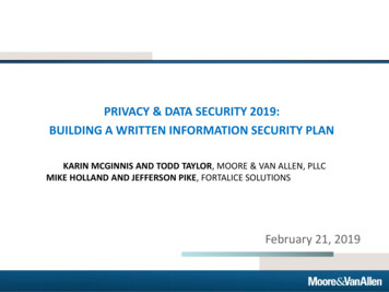 Privacy & Data Security 2019: Building A Written Information Security Plan