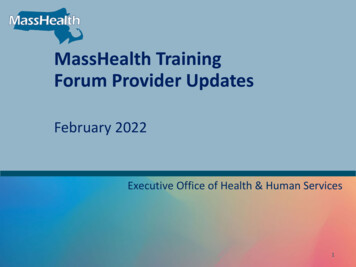 MassHealth Training Forum Provider Updates