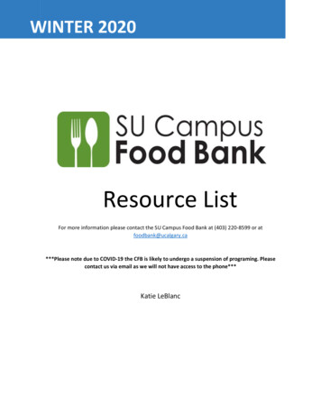 Resource List - University Of Calgary In Alberta