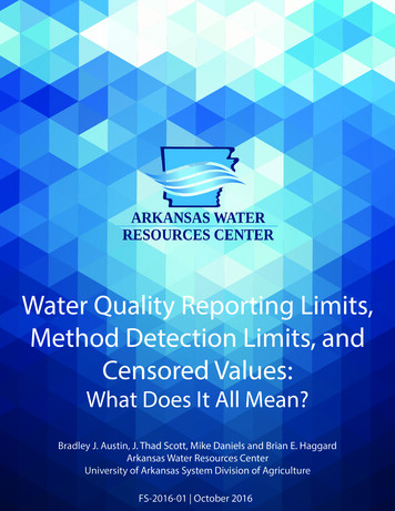 Water Quality Reporting Limits, Method Detection Limits, And Censored .