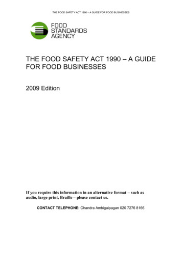 The Food Safety Act 1990 - A Guide For Businesses