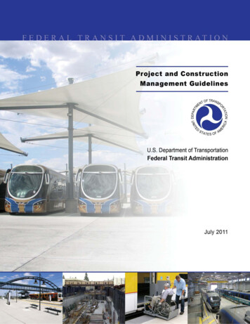 FTA Project And CM Guidelines - Federal Transit Administration